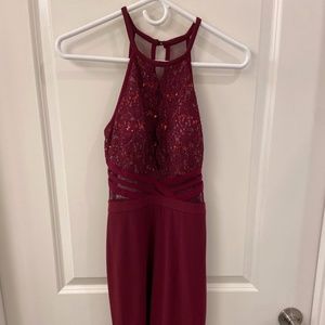 Maroon Mid-Length Formal Dress